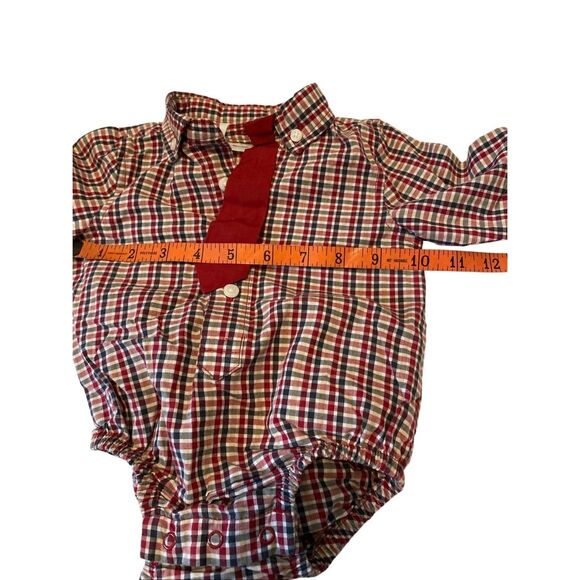 Baby 8 Boy 3-6 Months Plaid Bodysuit Hat Outfit Set Holiday Special Occasion - Picture 6 of 7